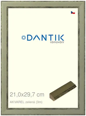 Zdjęcie produktu dla Ramka DANTIK 21x29,7 | AKVAREL zielona (szkło przezroczyste)