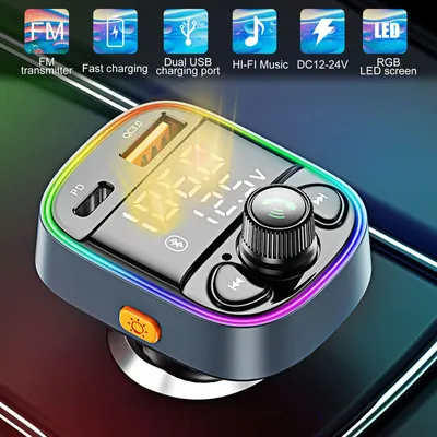 Image de Transmetteur Fm sans fil pour voiture Chargeur rapide Pd20w Bluetooth 5.0 Noir