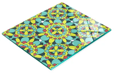 Immagine prodotto di Tagliere da cucina decorativo in vetro, con motivo floreale astratto, 60 x 52 cm