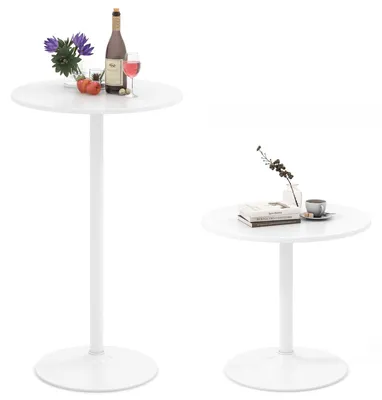 Immagine prodotto di COSTWAY Tavolino alto Ø 60 cm, 2 in 1: tavolo da bar e tavolo da pranzo regolabile in altezza 56/101,5 cm, tavolo da bistrot rotondo, tavolo da bar, tavolo da festa per balcone, bianco