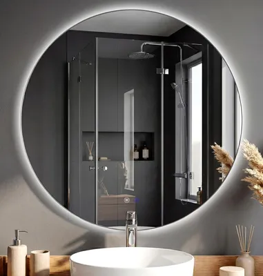 Image de Miroir de salle de bain Vendula avec éclairage LED | Couleur : Transparent/Verre | Dimensions : 70 x 3 x 70 cm
