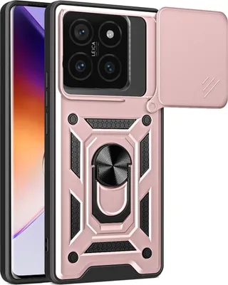 Produktbild von Hülle für Xiaomi 14T Pro Magnetische Ring Ständer Halter Dia Kameraschutz TPU Bumper Silikon Schutzhülle Rosa