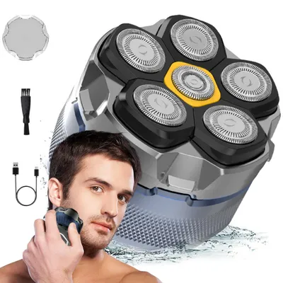 Produktbild von Glatzen Rasierer Herren Elektrisch, Upgraded Kopfrasierer mit Abnehmbarem 6D Kopf, IPX6 Wasserdichter Kopfrasierer für Glatze mit LED-Anzeige & Typ-C