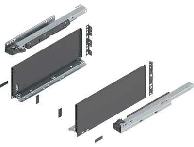 Produktbild von Blum Legrabox pure H C Schubladenschienen Set | 1 Paar, 40kg 450mm | Tip On Vollauszug, oriongrau