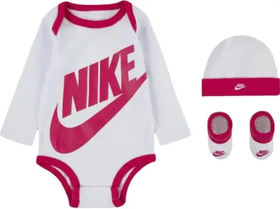Produktbild von Nike Kids Futura Logo Langarm-set 3 Einheiten Weiß 0-6 Months Kinder Weiß 0-6 Months