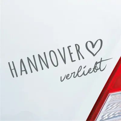 Produktbild von Auto Aufkleber Hannover verliebt Herz Stadt Heimat Liebe Car 19x6 cm Grau Sticker Heckscheibenaufkleber