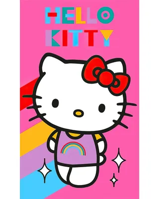 Productafbeelding van Hello Kitty handdoek, regenboogmotief, 30x50 cm