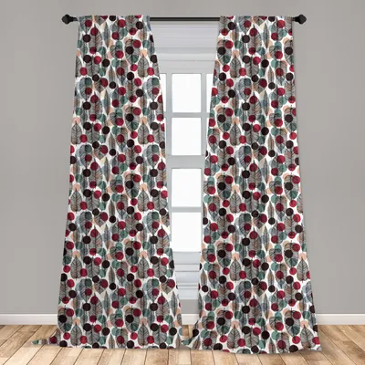 Immagine prodotto di Abakuhaus, tende per finestre, motivo a pois vintage, set di 2 pannelli, 150 x 245 cm