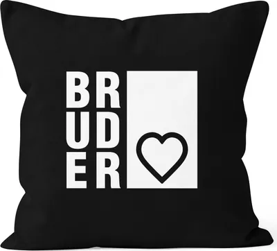 Produktbild von Kissenbezug Bruderherz Bruder Geschenk Geburtstag Kissen-Hülle 40x40 Baumwolle Moonworks® schwarz 40cm x 40cm