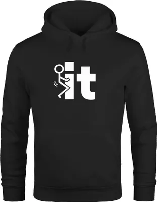 Produktbild von Hoodie Herren Fuck it Strichmännchen Sweatshirt Kapuzenpullover Moonworks® schwarz L