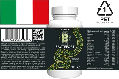 Produktbild von Bactefort - 60 Kapseln hochdosiert - Original Rezept aus der Schweiz - Vegan & Pflanzlich mit 22 Vitaminen & Mineralien - 1er Pack