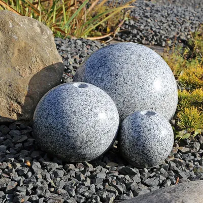 Produktbild von CLGarden 3er Set Quellstein Granitkugeln Ø 15cm 23cm 30cm mit Bohrung für den BAU von Springbrunnen DIY
