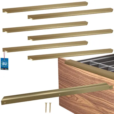 Immagine prodotto di KOTARBAU® Set da 6 maniglie per mobili, maniglie per armadi 436 mm, oro opaco ZnAl, maniglie con fissaggio posteriore, maniglie per bordi, maniglie per cassetti, cucina moderna