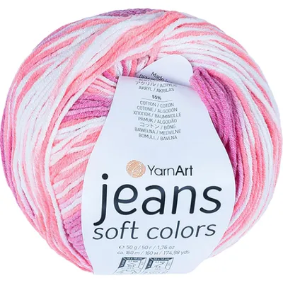 Produktbild von Garn JEANS Soft Colors – 50 g, 140 m – Rosa, Weiß