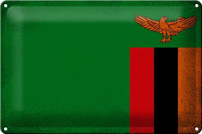 Produktbild von Blechschild Flagge Sambia 30x20cm Flag of Zambia Vintage