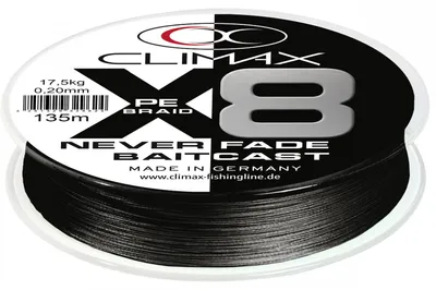 Produktbild von Climax 8X Neverfade Baitcast schwarz 135m 0,11mm  Geflechtschnur geflochtene Schnur Baitcastschnur