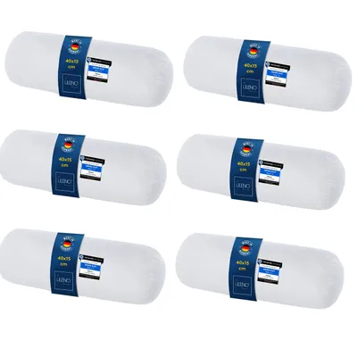 Produktbild von LILENO HOME Microfaser Nackenrolle 15x40 cm [6er Set] bis 95 Grad waschbar mit Reißverschluss - Kopfkissen 15x40 cm als Kissen-Füllung für Bett oder als Deko-Kissen - Sofa-Kissen & Zier-Kissen