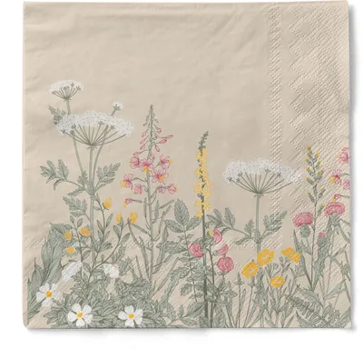 Produktbild von Tissue Serviette Aurelia, 33 x 33 cm, 3-lagig, 100 Stück - Mank - Floral Blumenwiese