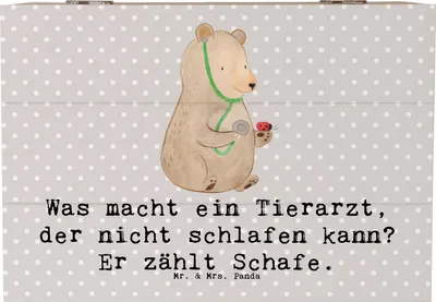 Produktbild von Mr. & Mrs. Panda Box Tierarzt Schafzählen 22 x 15 cm - Grau Pastell - Geschenk, Heilung, Aufbewahrungskiste, Kiste mit Deckel, Berufsgestaltung, Schatzkiste, Beruf