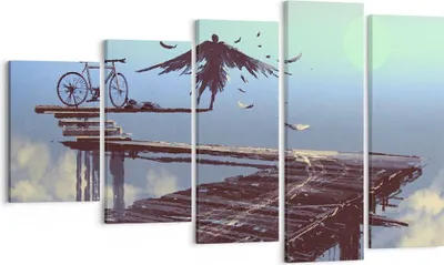Produktbild von Bild auf Leinwand - Leinwandbild - Vogel Fahrrad modern - 100x60cm - Wand Bild - Wanddeko - Leinwanddruck - Bilder - Kunstdruck - Wanddekoration - Leinwand bilder - Wandkunst - EG100x60-3721