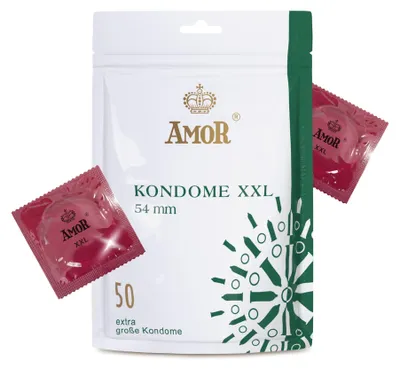 Obrázek produktu pro AMOR XXL Premium kondomy, 50 kusů, přirozený pocit, Ø 54 mm, průhledné