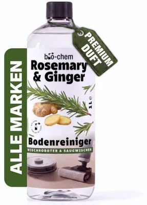 Produktbild von bio-chem Wischroboter & Saugwischer Reinigungsmittel Konzentrat 1L – Duft ROSEMARY GINGER | Kompatibel mit Roborock, Dreame, Ecovacs, Tineco, iRobot