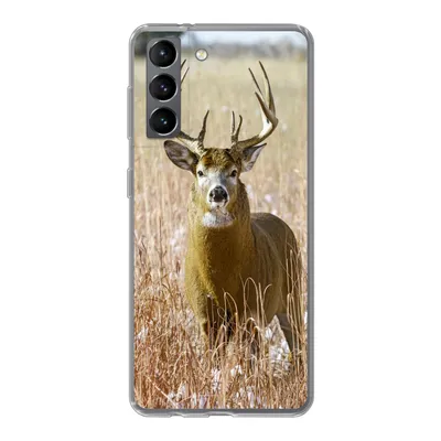 Produktbild von MuchoWow® Handyhülle Schutzhülle Hülle für Samsung Galaxy S21 Hirsche - Gras - Herbst - Tiere - Natur - Geweih Silikon Softcase Handy Hülle - Softcase