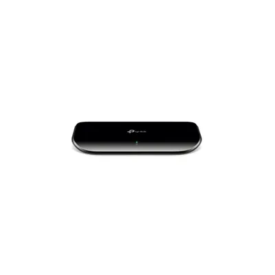 A black TP-Link desktop switch is shown on a white background.