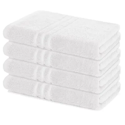 Produktbild von Lavea® 4er Set Duschtuch 70x140, 4 Stück, 100% Baumwolle Frottee, saugstark, weich und strapazierfähig, waschbar 60°C, trocknergeeignet, Handtuch, Handtücher, Duschtücher, Weiß