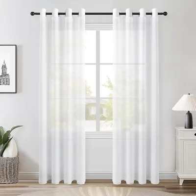 Image de Rideau semi-transparent avec œillets, 140 x 175 cm, lot de 2 panneaux