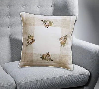 Produktbild von Kissenhülle 40 x 40 cm mit Stickerei Hasen mit Leinenoptik 40 x 40 cm Kissenhülle