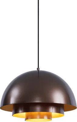 Produktbild von QAZQA - Skandinavisch Skandinavische Hängelampe I Pendellampe I Pendelleuchte Dunkelbronze mit Gold I Messingener Innenseite - Loes I Wohnzimmer I Schlafzimmer - Aluminium Rund - LED geeignet E27