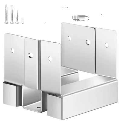 Image de VEVOR Supports de poteaux, 10 pièces, dimensions intérieures 89,6x90,5 mm pour poteaux 88,9x88,9 mm, ancrage de poteaux en béton, socle de poteaux en acier au carbone avec hauteur d'écartement de 25,4 mm, pour pergolas en béton & terrasses