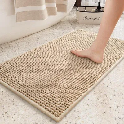 Produktbild von Ibenzoa® Chenille-Badematte 40 x 60 cm – saugfähig & schnelltrocknend, rutschfeste Gummirückseite, maschinenwaschbar