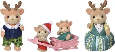 Zdjęcie produktu dla Lalka Sylvanian Families Rodzina Reniferów, 4 Figurki, Biała, Ruchome, Zdejmowane Ubranka, Od 3 lat