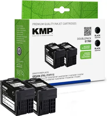 Produktbild von KMP Doublepack E178D schwarz Tintenpatrone ersetzt Epson WorkForce 27XL (T2711)
