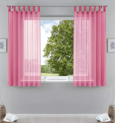 Produktbild von Transparente Vorhänge mit Bleiband – Set aus 2 Stück – Ideal für Wohnzimmer – Voile-Stoff – Rosa