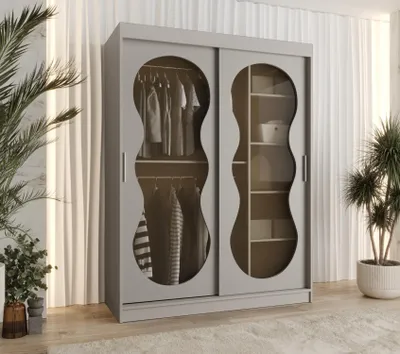 Obrázok produktu pre Presklená šatníková skriňa 150 cm RUMEYA - kašmírová