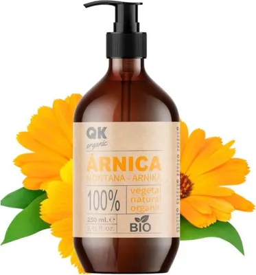 Obrázok produktu pre QKnatur ARNICA masážny olej - 100% čistý organický arnikový olej, ideálny na upokojujúce masáže