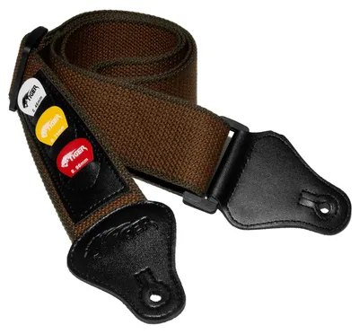 Produktbild von TIGER Gitarrengurt mit Plektrumhalter, Braun