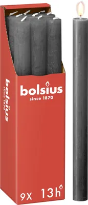 Produktbild von Bolsius - Rustik Stabkerzen - Anthrazit - 9 Stück - 27 x 2.3 cm- Länge Brenndaue