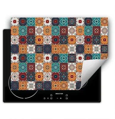 Produktbild von DarHaus Herdabdeckplatte 80x52 cm Anti Rutsch Matte Aufrollbar, bunt - Mosaik