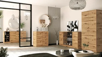 Produktbild von Wohnzimmer Set ESTA II - 3 Kommoden und Kleiderschrank, Schlafzimmermöbel Set mit Stauraum, Wohnmöbel, Schlafzimmer, Jugendzimmer, braun Eiche Artisan