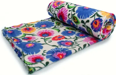 Image de Tissu polaire DTY imprimé (250 g), motif Lowicz, blanc, 50 x 160 cm
