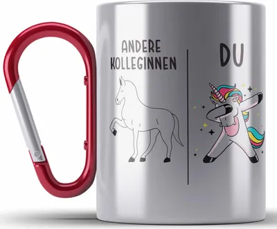 Produktbild von Trendation - Beste Kollegin Edelstahl Tasse Karabiner Geschenk Spruch Lustig Lieblingskollegin Geburtstag (Rot)