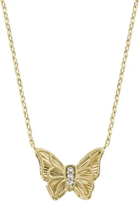 Produktbild von 375 Echtgold Halskette mit Schmetterlingsanhänger und Zirkonia Damen