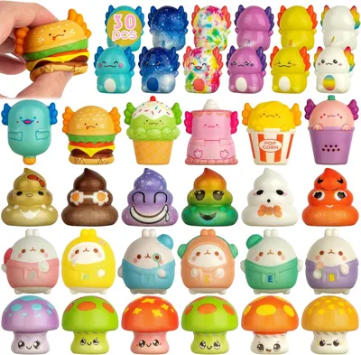 Produktbild von 30 Squishy Toys Set, Squeeze Toy Tier, Anti Stress Fidget Spielzeug, Stress Relief Squishies, Mitgebsel Kindergeburtstag, Geburtstag Mitgebsel Kinder