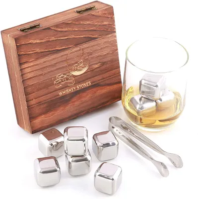 Whisky-Kühlsteine Set, 9-tlg., Speckstein/Granit, mit Box und Samtbeutel