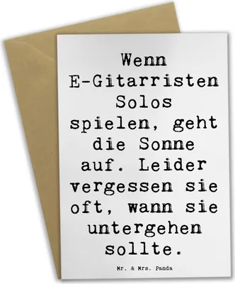 Produktbild von Mr. & Mrs. Panda Klappkarte Spruch E-Gitarre Solos - Weiß - Geschenk, Klang, Glückwunschkarte, Lernen, weihnachtskarten, elektrische Gitarre, Musiker, osterkarte, Musik