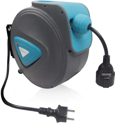Produktbild von TWOLIIN Automatický kabelový naviják 20 m - Kabelový naviják otočný o 180°, nástěnný držák, s elektrickým kabelem (kabelový naviják)